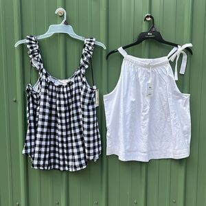 Women's Plus Size Ruffle Strap & Tie Shoulder Tank Tops 2-Pack Size 2X